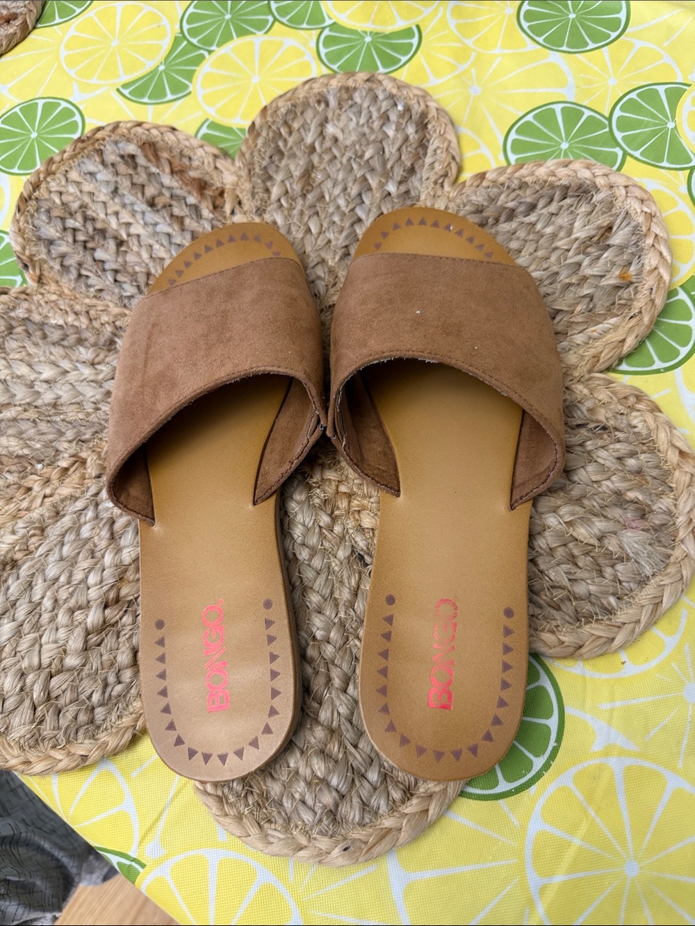 BONGO Brown Suede-Look Slide Mules